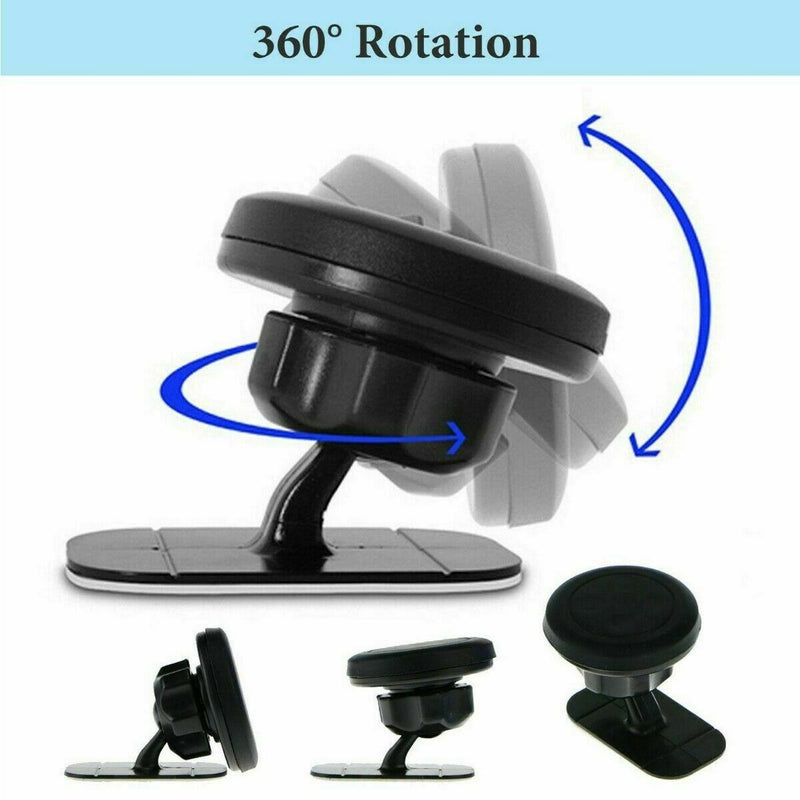 Magnetic 360° Gear Car Phone Holder Dashboard Rotation With Mounting Plate Mount