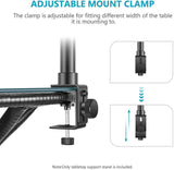 Table top Light Stand Clip Stand with 1/4inch Screw Adjustable Height 50-72cm, Aluminium Alloy