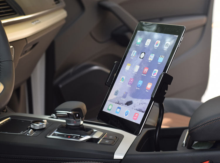 Car Cup Holder Mount for Phone & Tablet Support to Size up to 13 Inch Flexi Gooseneck Design