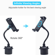 Load image into Gallery viewer, Car Cup Holder Mount for Phone &amp; Tablet Support to Size up to 13 Inch Flexi Gooseneck Design
