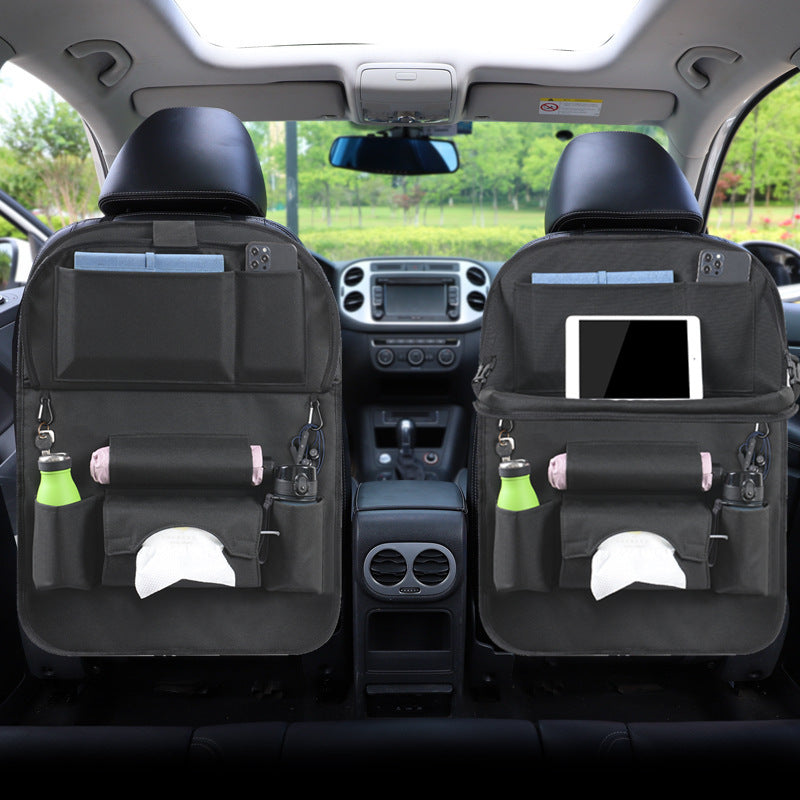 Car Back Seat Organizer Storage Bag with Foldable Table Tray Tablet Holder Tissue Box Back Seat Bag