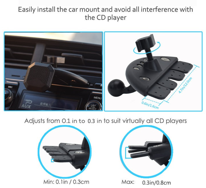 Car CD Slot Magnetic Mount Holder for Phone & Tablet up to Size 10 Inch with 360° Rotatable