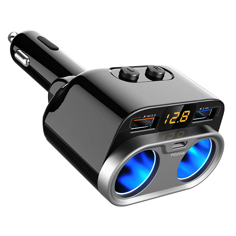 150W Car Charger12V/24V 2Socket Cigarette Lighter Adapter Multi Power Splitter 18W PD Fast 6.8A Dual USB Outlet for GPS Dash Cam