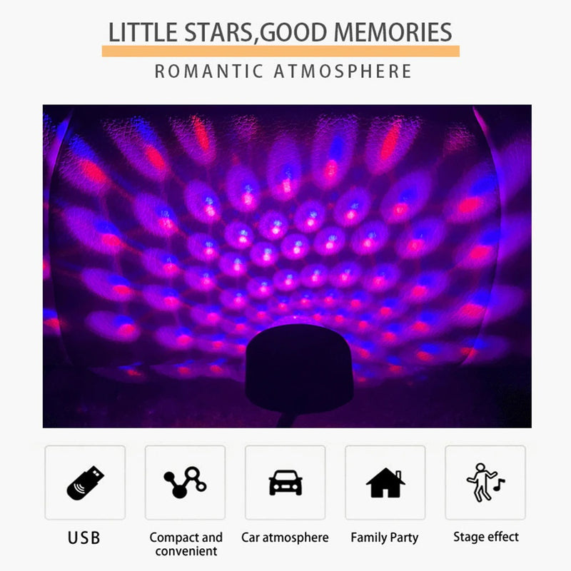 Home Car Roof Party LED Star Night Light Projector Atmosphere Lamp USB Power Lamp