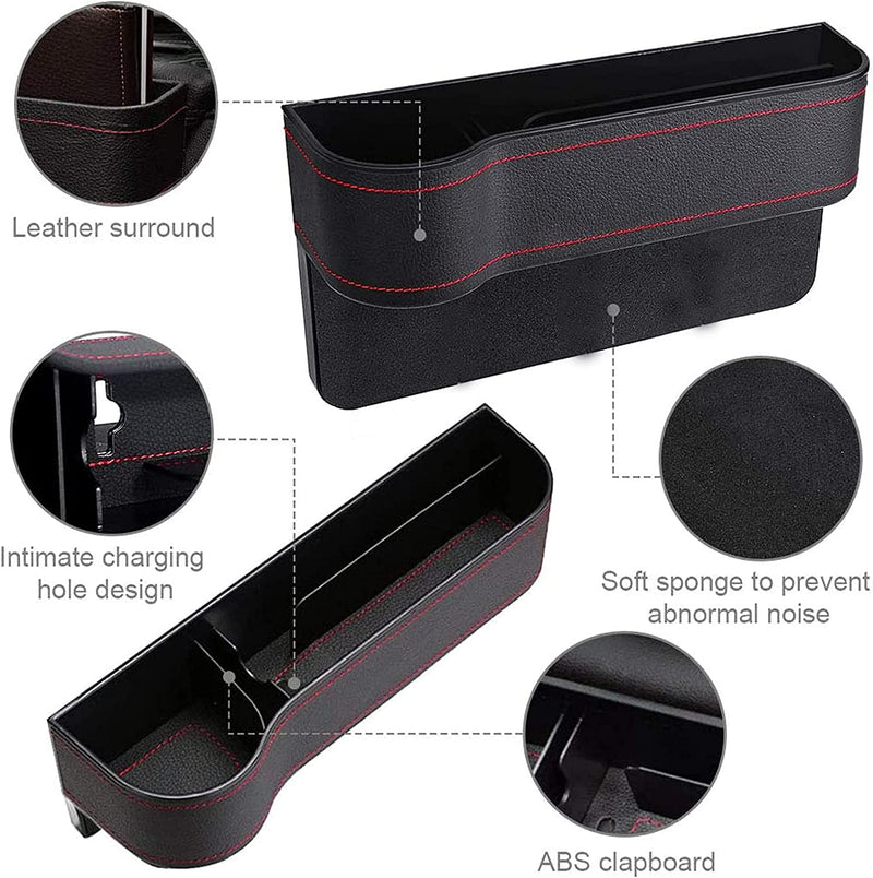 Car Seat Storage Box & Console Side Pocket Coin Phone Organizer Cup Holder (2 Pcs)