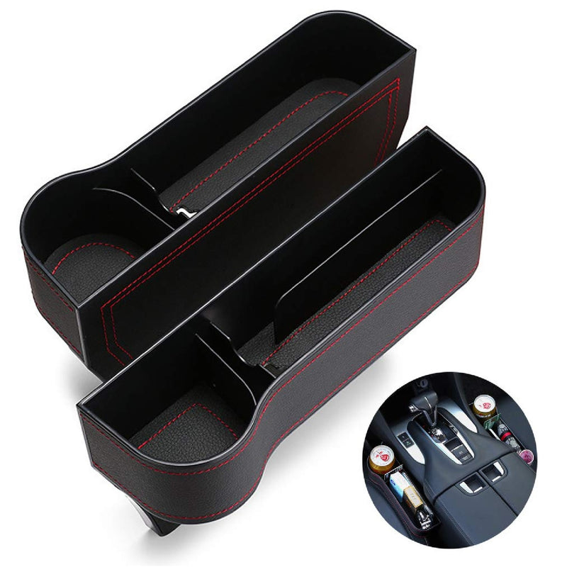 Car Seat Storage Box & Console Side Pocket Coin Phone Organizer Cup Holder (2 Pcs)