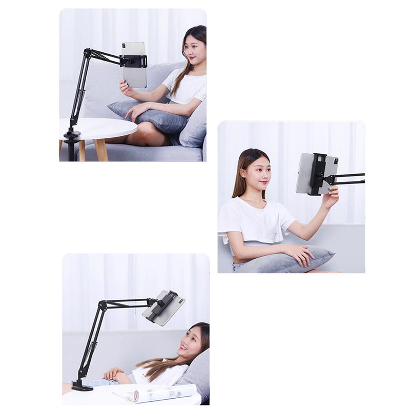 Tablet Desk Bed Aluminium Mount Stand Adjustable Long Arm Holder for Phone & Tablet Up to 12.9"