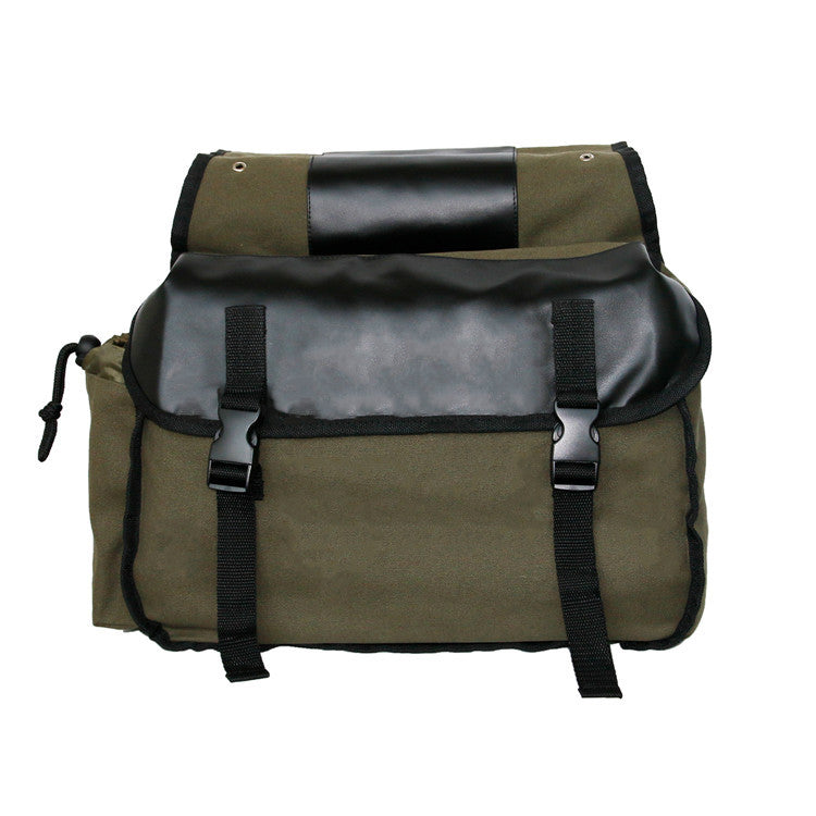 Large Capacity Double Panniers Bag Canvas Bicycle Rear Seat Storage Trunk Bag Travel Khaki (30 Liter)