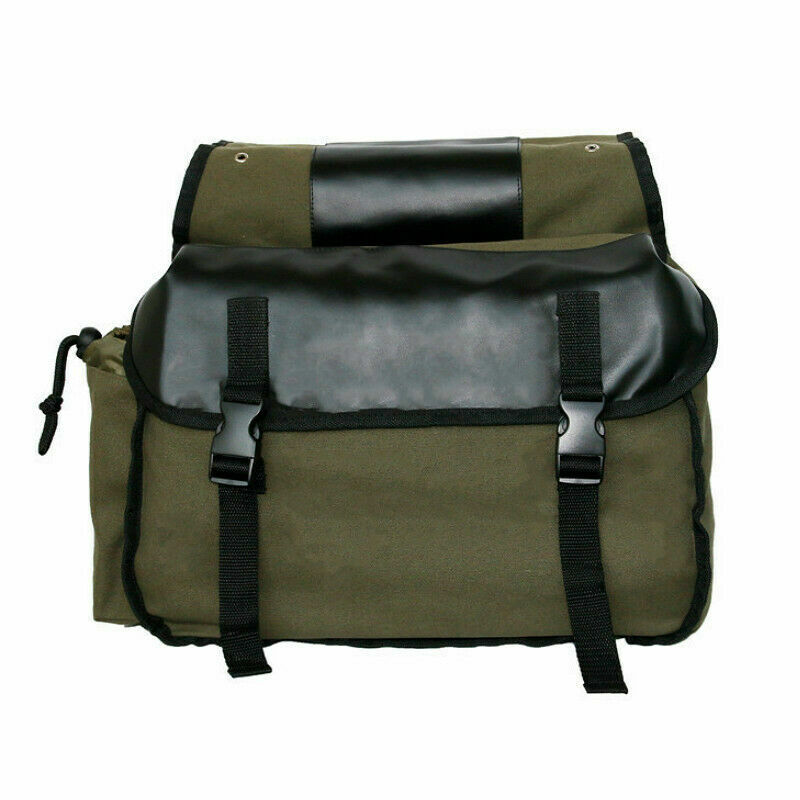 Large Capacity Double Panniers Bag Canvas Bicycle Rear Seat Storage Trunk Bag Travel Khaki (30 Liter)