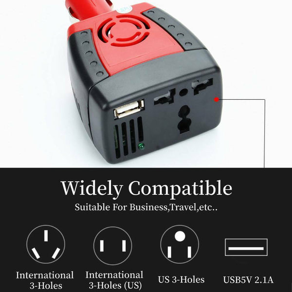 150W Auto Power Inverter DC 12V to AC 220V Car Outlet Voltage Converter Adapter Booster with USB Charging Port