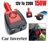 150W Auto Power Inverter DC 12V to AC 220V Car Outlet Voltage Converter Adapter Booster with USB Charging Port