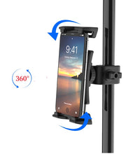 Load image into Gallery viewer, Mount Bracket Gym Treadmill Bike Handlebar Clip Stand Sports Adjustable Phone &amp; Tablet Holder Universal 4-13 inch for iPad/Galaxy Tab etc
