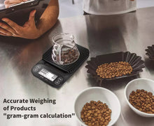 Load image into Gallery viewer, Digital Electronic Multifuntion Coffee &amp; Kitchen Scale with Built In Timer &amp; Silicone Mat 1G/3KG
