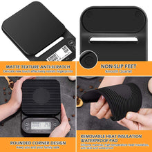 Load image into Gallery viewer, Digital Electronic Multifuntion Coffee &amp; Kitchen Scale with Built In Timer &amp; Silicone Mat 1G/3KG
