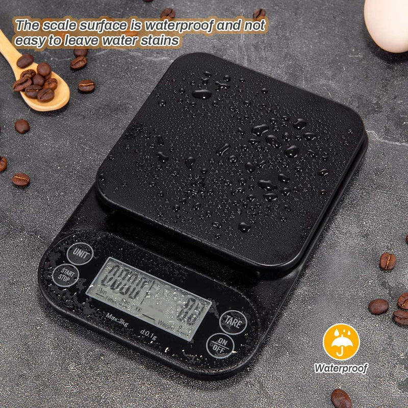 Digital Electronic Multifuntion Coffee & Kitchen Scale with Built In Timer & Silicone Mat 1G/3KG