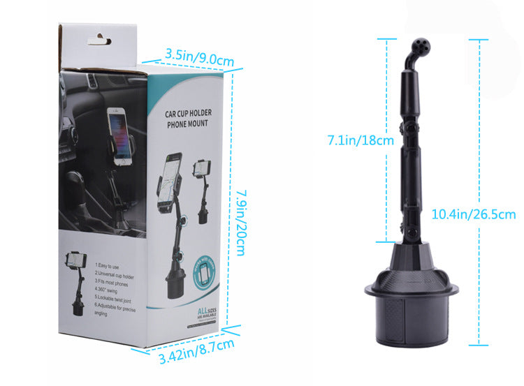 Car Cup Holder Mount for Phone Support to Size up to 7 Inch Mechanical Design Extendable Arm