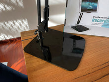 Load image into Gallery viewer, Table Bench Bed Side Phone &amp; Tablet Mount with Big Base Solid Metal (1.17kg) Flexible Arm 2x25cm support size up to 10&quot;
