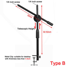 Load image into Gallery viewer, Adjustable Boom Arm Phone Holder with Adjustable Metal Clip for Table Photo Shooting

