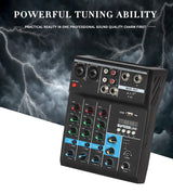 Audio Mixer 4 Channel Bluetooth Mixer Professional Karaoke With USB Amplifier Sound Mixing Console