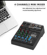 Audio Mixer 4 Channel Bluetooth Mixer Professional Karaoke With USB Amplifier Sound Mixing Console