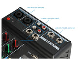 Audio Mixer 4 Channel Bluetooth Mixer Professional Karaoke With USB Amplifier Sound Mixing Console