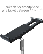 Load image into Gallery viewer, Aluminum Arm Phone &amp; Tablet Stand Holder 360° Swivel with Heavy Base for Tablet up to 10.5&quot;

