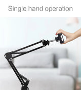 Aluminum Arm Phone & Tablet Stand Holder 360° Swivel with Heavy Base for Tablet up to 10.5"