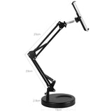 Aluminum Arm Phone & Tablet Stand Holder 360° Swivel with Heavy Base for Tablet up to 10.5"