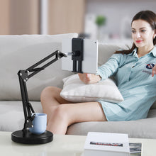 Load image into Gallery viewer, Aluminum Arm Phone &amp; Tablet Stand Holder 360° Swivel with Heavy Base for Tablet up to 10.5&quot;
