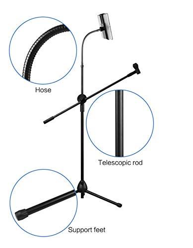 Phone & Tablet Flexi Gooseneck Floor Stand & Swing Boom Microphone Holder Height Adjustable from 75cm to 140cm