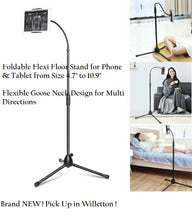 Load image into Gallery viewer, Phone &amp; Tablet Flexi Gooseneck Floor Stand with Height Adjustable from 70cm - 145cm
