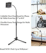 Phone & Tablet Flexi Gooseneck Floor Stand with Height Adjustable from 70cm - 145cm