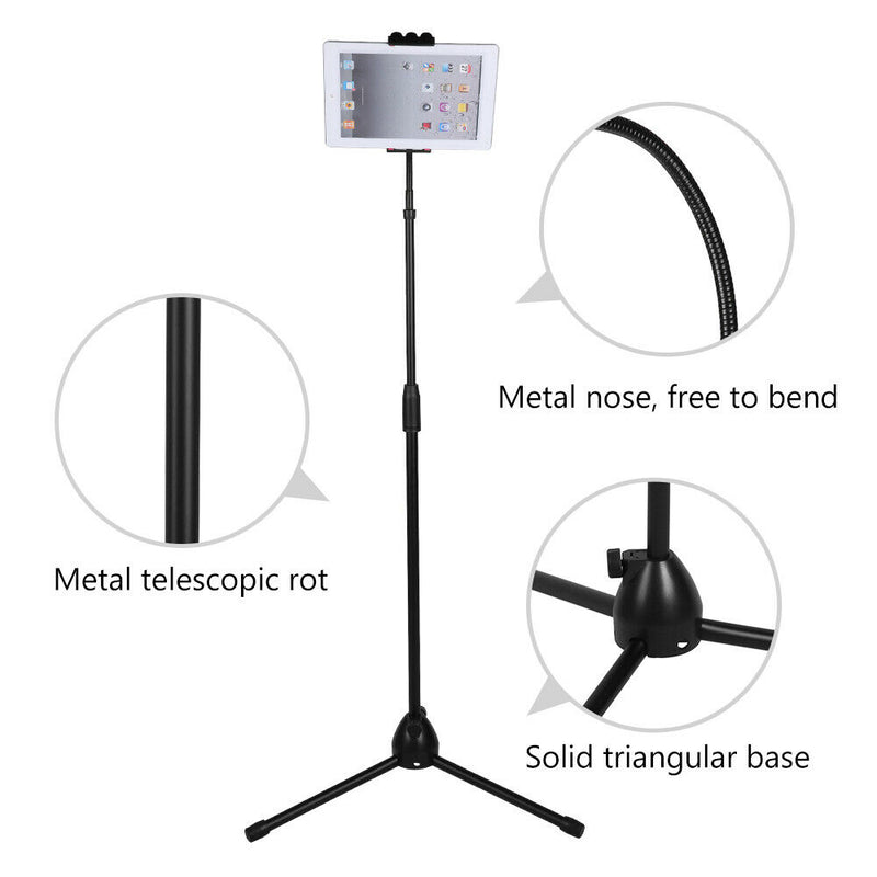 Phone & Tablet Flexi Gooseneck Floor Stand with Height Adjustable from 70cm - 145cm