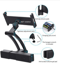 Load image into Gallery viewer, Car Headrest Mount Holder for Phone &amp; Tablet Size up to 13 Inch With Stretchable Long Arm
