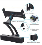 Car Headrest Mount Holder for Phone & Tablet Size up to 13 Inch With Stretchable Long Arm