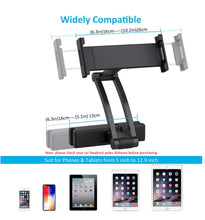 Load image into Gallery viewer, Car Headrest Mount Holder for Phone &amp; Tablet Size up to 13 Inch With Stretchable Long Arm

