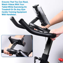 Load image into Gallery viewer, Bikes, Bicycles &amp; Excercise Treademills Phone &amp; Tablet Holder 360° Rotatable Cradle Spin Stick Support upto Size 13 Inch
