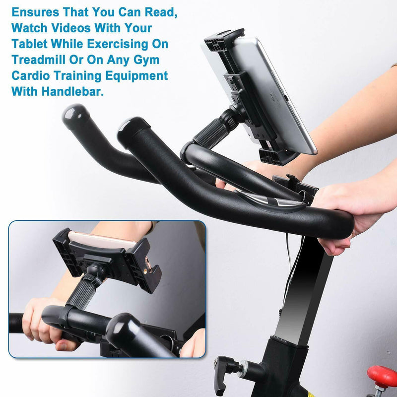 Bikes, Bicycles & Excercise Treademills Phone & Tablet Holder 360° Rotatable Cradle Spin Stick Support upto Size 13 Inch