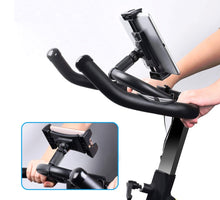 Load image into Gallery viewer, Bikes, Bicycles &amp; Excercise Treademills Phone &amp; Tablet Holder 360° Rotatable Cradle Spin Stick Support upto Size 13 Inch
