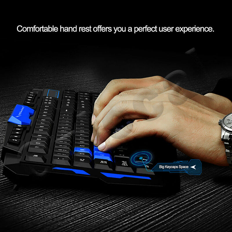 Wireless 2.4Ghz Gaming Keyboard & Mouse Desktop Set for Computer/MAC/Smart TV