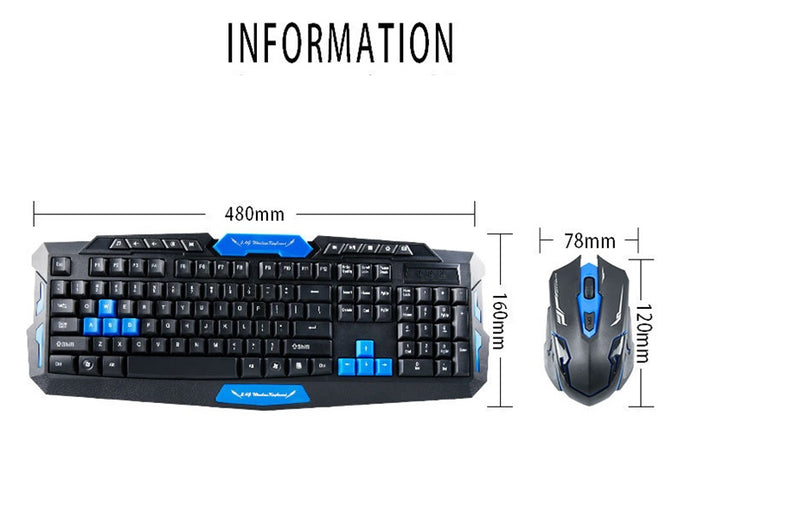 Wireless 2.4Ghz Gaming Keyboard & Mouse Desktop Set for Computer/MAC/Smart TV