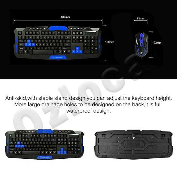 Wireless 2.4Ghz Gaming Keyboard & Mouse Desktop Set for Computer/MAC/Smart TV