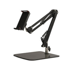 Load image into Gallery viewer, Table Bench Bed Side Phone &amp; Tablet Mount with Big Base Solid Metal (1.17kg) Flexible Arm 2x25cm support size up to 10&quot;
