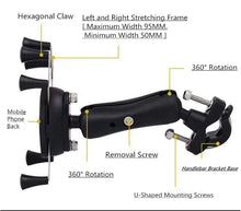 Load image into Gallery viewer, Motorcycle Road Bicycle 360° Rotatable Universal Phone Mount with Spider Grips up to 9.8cm Wide
