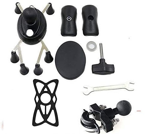 Motorcycle Road Bicycle 360° Rotatable Universal Phone Mount with Spider Grips up to 9.8cm Wide