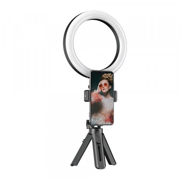 16cm Live Dimming Ring LED Beauty 3 Light Mode Selfie Light with Height Adjustable Tripod