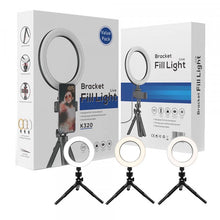 Load image into Gallery viewer, 16cm Live Dimming Ring LED Beauty 3 Light Mode Selfie Light with Height Adjustable Tripod
