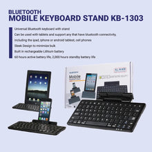 Load image into Gallery viewer, Universal Bluetooth Wireless Keyboard with Stand Built In Rechargeable Battery for Phone &amp; Tablet
