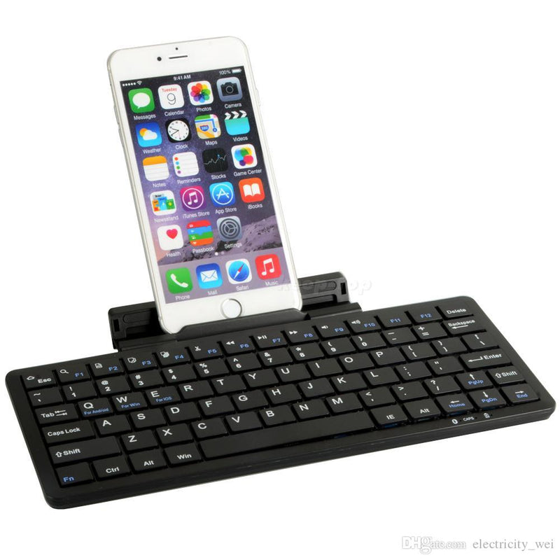 Universal Bluetooth Wireless Keyboard with Stand Built In Rechargeable Battery for Phone & Tablet