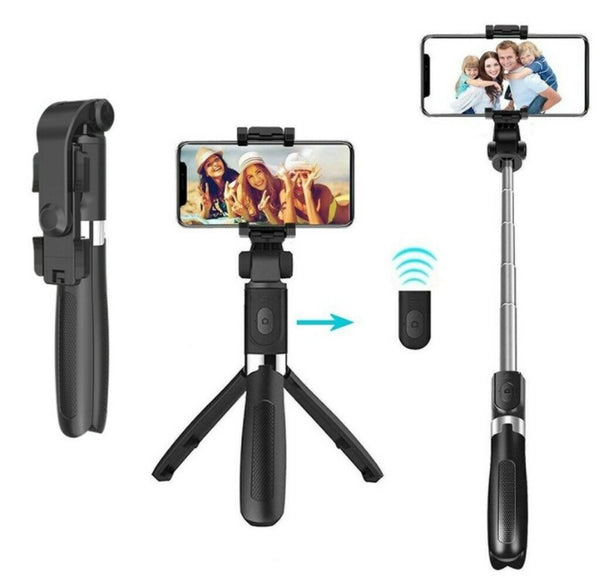 Bluetooth 360° Adjustable Selfie Stick Monopod with Tripod 2in1 (18.6cm-70cm/155g) Phone Size up to 6.2"